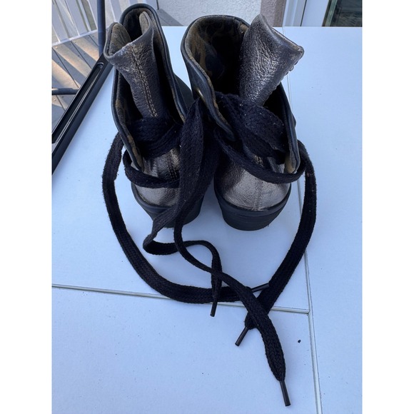 Fly London Leather Black Silver Platform Ankle Boots 37 - Picture 6 of 12